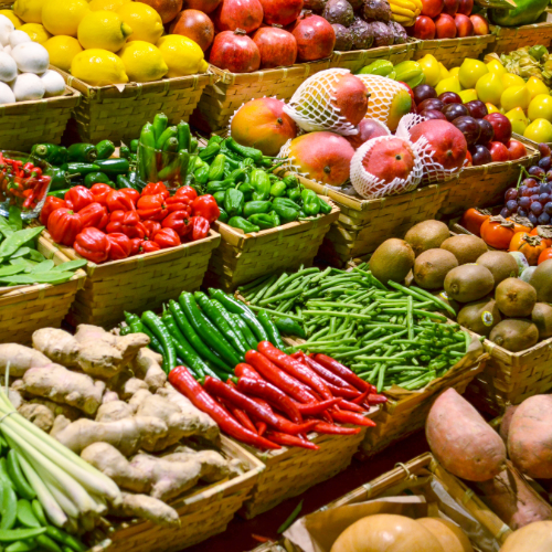 Imagen de verduras y frutas.